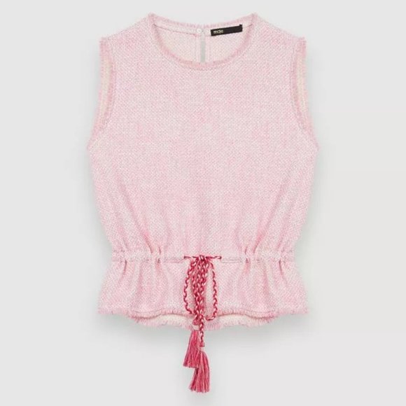 Maje Tops - Maje Sleeveless Tweed Top in Pink